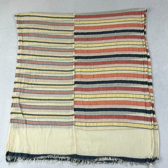 Unbranded Scarf Unisex Gauze Linen Blend Multicolor Fringe Soft Striped - Picture 3 of 8